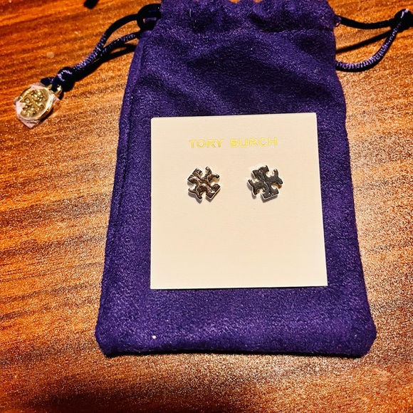 Tory Burch Silver-Tone Iconic Logo Stud Earrings - Picture 3 of 3